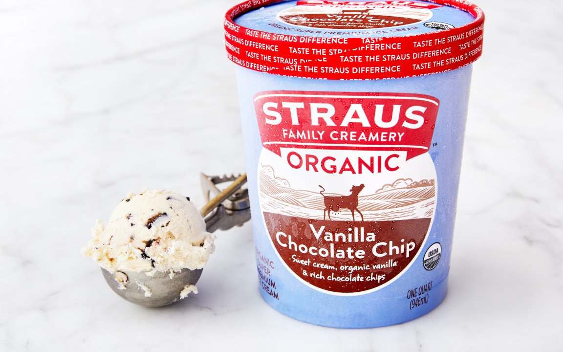 Organic Vanilla Chocolate Chip Ice Cream Straus Family Creamery SF